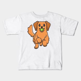 Cute Golden Retriever Playing Ball Kids T-Shirt